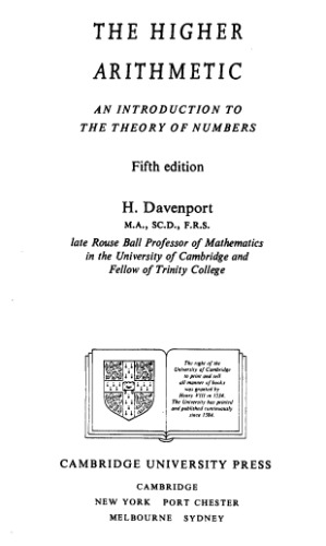 The higher arithmetic: An introduction to the theory of numbers
