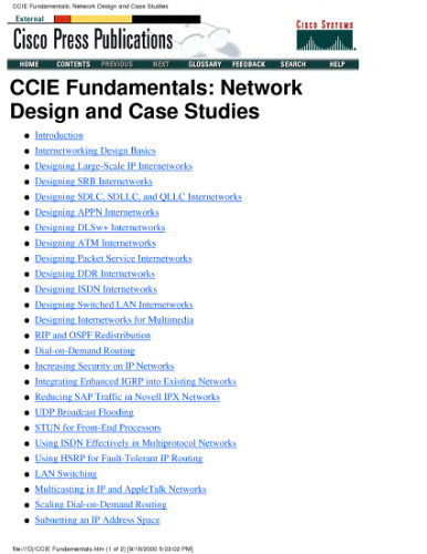 Network Design and Case Studies (CCIE Fundamentals) (2nd Edition)