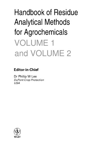 Handbook of Residue Analytical Methods for Agrochemicals