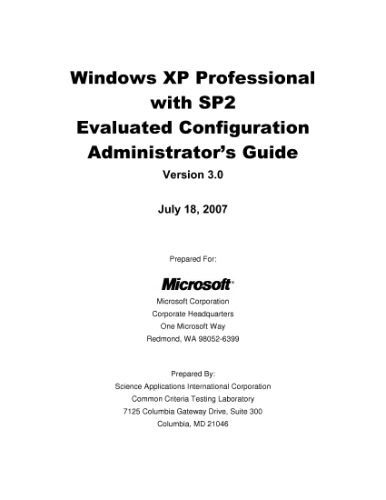 Windows XP Professional SP2 Evaluated Configuration Administrator's Guide