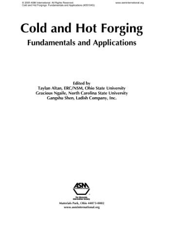 Cold And Hot Forging: Fundamentals And Applications