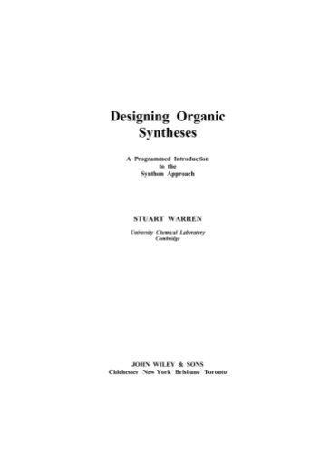 Organic Synthesis: The Disconnection Approach