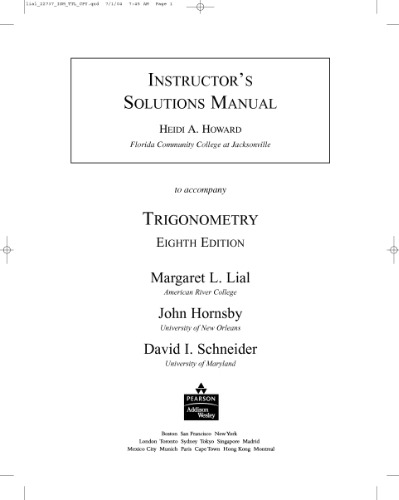 Trigonometry (Lial/Hornsby/Schneider Series)