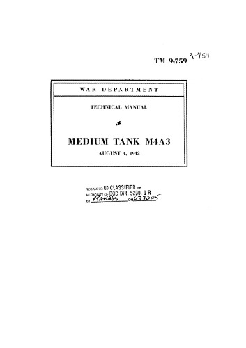 Medium Tank M4A3 (Technical manuals 9-759)