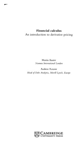 Financial calculus: introduction to derivative pricing