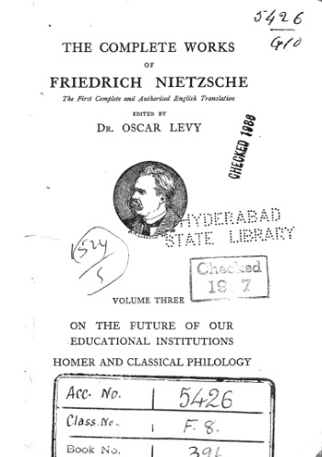 On the Future of Our Educational Institutions. Homer and Classical Philology