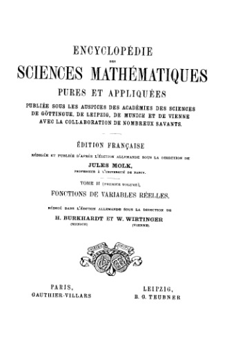 Encyclopedie des sciences mathematiques. II 1. Fonctions de variables reelles  French