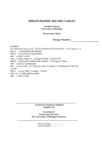 Elements of differential calculus