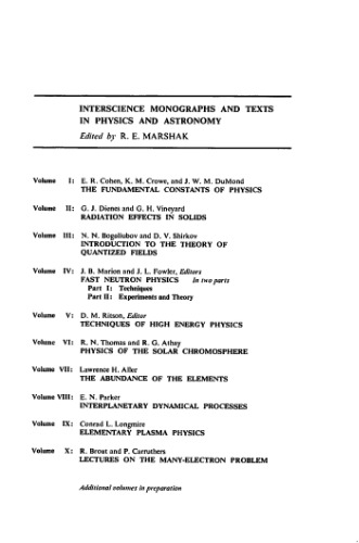 Lectures on the many-electron problem (Interscience monographs and texts in physics and astronomy)
