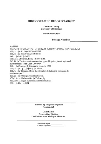 The theory of constructive types