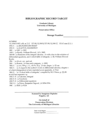 Elements of the integral calculus