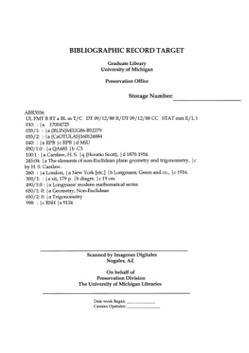 The elements of non-Euclidean plane geometry and trigonometry