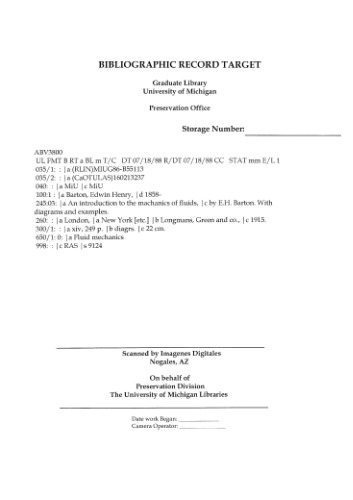 An introduction to the mechanics of fluids