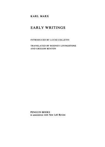 Early Writings (Penguin Classics)