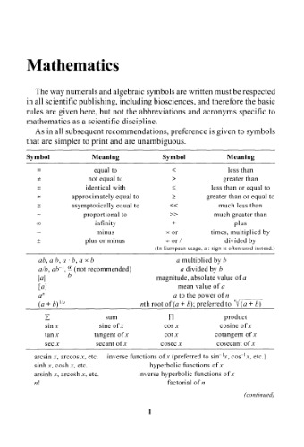 Quantities, Symbols, Units, and Abbreviations in the Life Sciences: A Guide for Authors and Editors