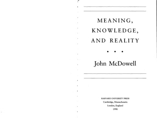 Meaning, Knowledge, and Reality