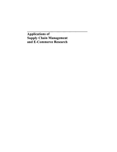 Applications of Supply Chain Management and E-Commerce Research (Applied Optimization)