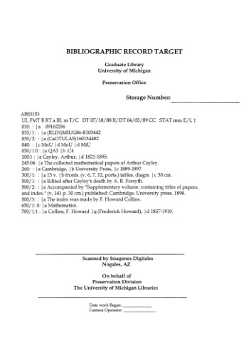 The collected mathematical papers of Arthur Cayley.Vol. 7