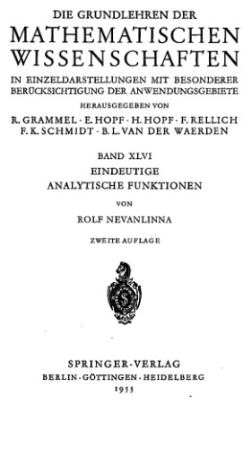 Eindeutige Analytische Funktionen 2ND Edition