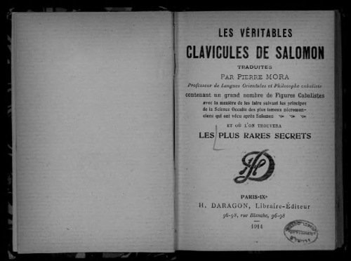 Les veritables Clavicules de Salomon
