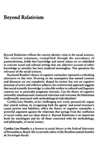 Beyond Relativism: Raymond Boudon, Cognitive Rationality and Critical Realism