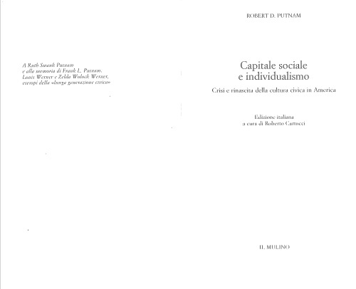 Capitale sociale e individualismo. Crisi e rinascita della cultura civica in America