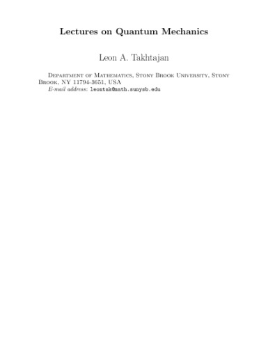 Lectures on Quantum Mechanics