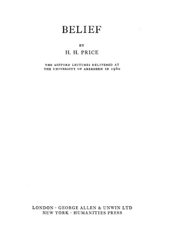 Belief (Muirhead Library of Philosophy)