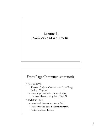 Computer arithmetic lectures