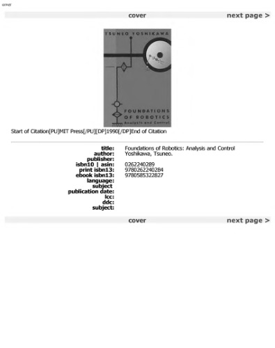 Foundations of Robotics: Analysis and Control