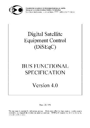 Digital Satellite Equipment Control(DiSEqC)Bus Functional Specification v4.0