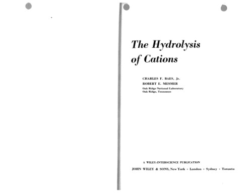 The Hydrolysis of Cations