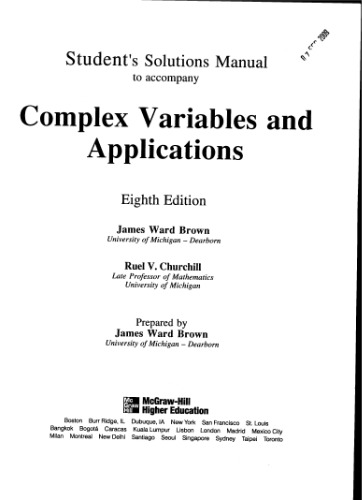 Student Solutions Manual to Accompany Complex Variables and Application