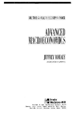 Solutions manual: advanced macroeconomics