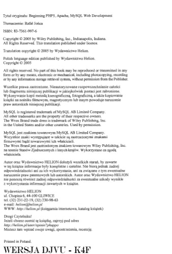 PHP5, Apache i MySQL od podstaw: tworzenie dynamicznych witryn WWW za pomocą technologii open source