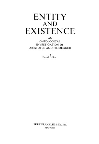Entity and Existence: An Ontological Investigation of Aristotle and Heidegger