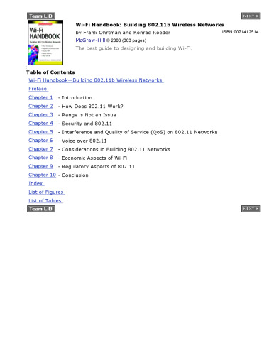 Wi-Fi handbook.Building 802.11b wireless networks