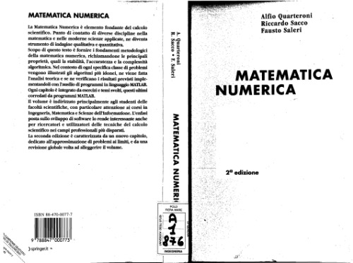 Matematica numerica (UNITEXT La Matematica per il 3+2)