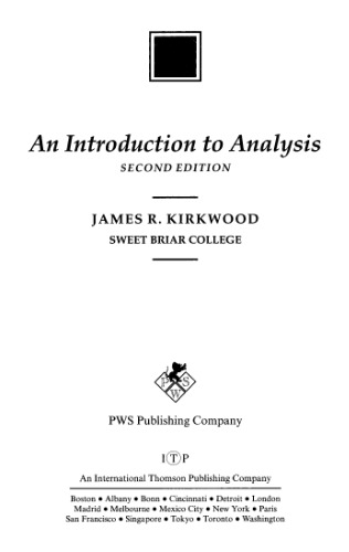 An Introduction to Analysis, Second Edition  