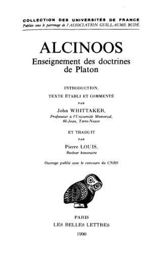 Alcinoos: Enseignement des doctrines de Platon