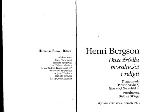 Dwa źródła moralności i religii  