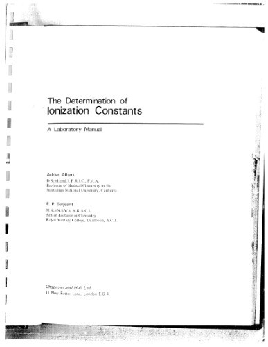 The determination of ionization constants: A laboratory manual
