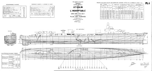 Les dessins de navires de la marine française - LE MALIN 1933
