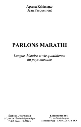 Parlons marathi - langue, histoire et vie quotidienne du pays marathe