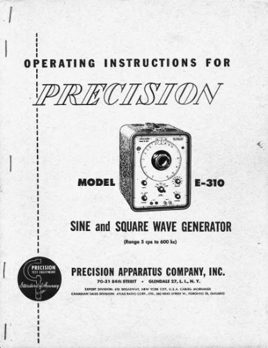 Precision Apparatus Co Model E-310 Sine and Square-Wave Generator
