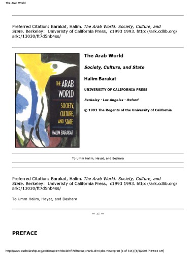 The Arab World: Society, Culture & State