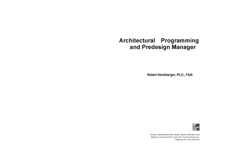 Architectural Programming and Predesign Manager