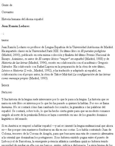 Gente de Cervantes : historia humana del idioma español