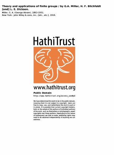 Theory and applications of finite groups