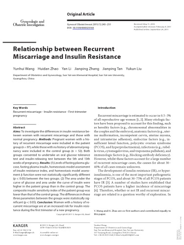 Relationship between recurrent miscarriage and insulin resistance